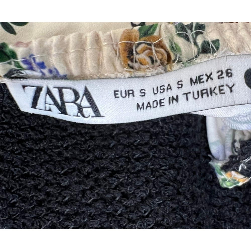 Zara Crochet Satin Maxi Slip Dress Black Cream Lavender Floral Boho Festival‎ S - Picture 12 of 14